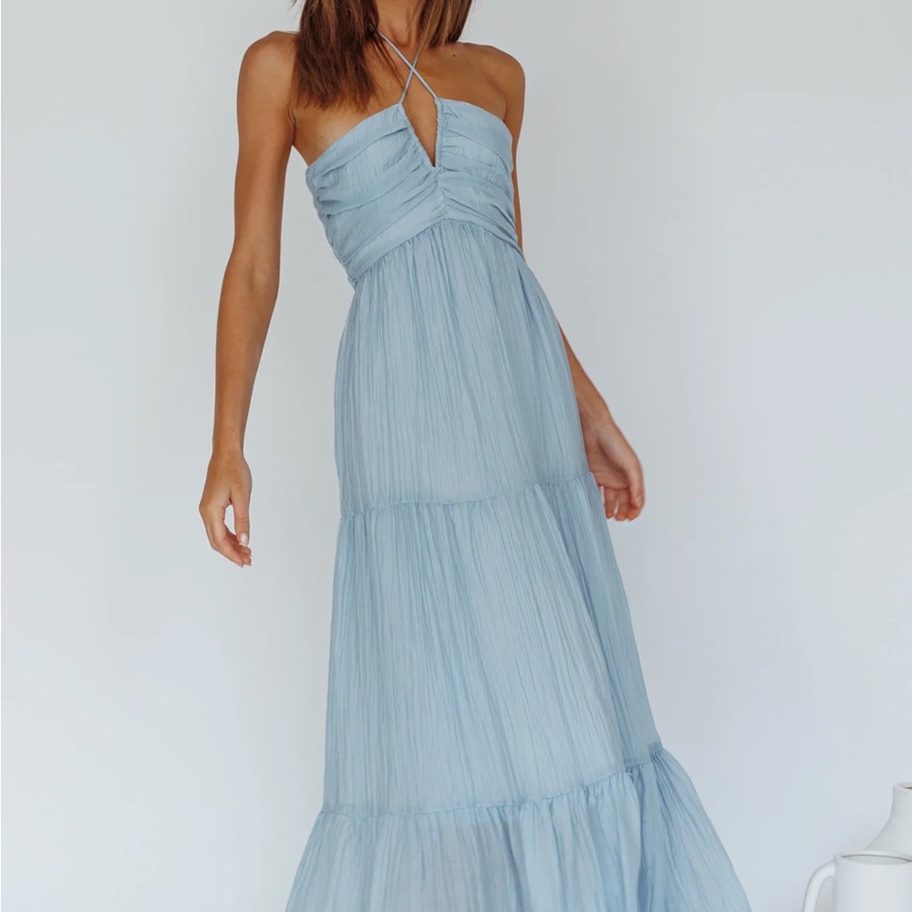 Asiah halterneck maxi dress light blue